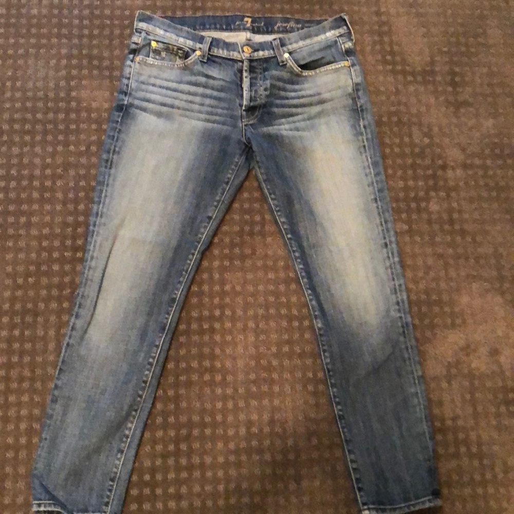 Button fly cropped skinny boyfriend jeans